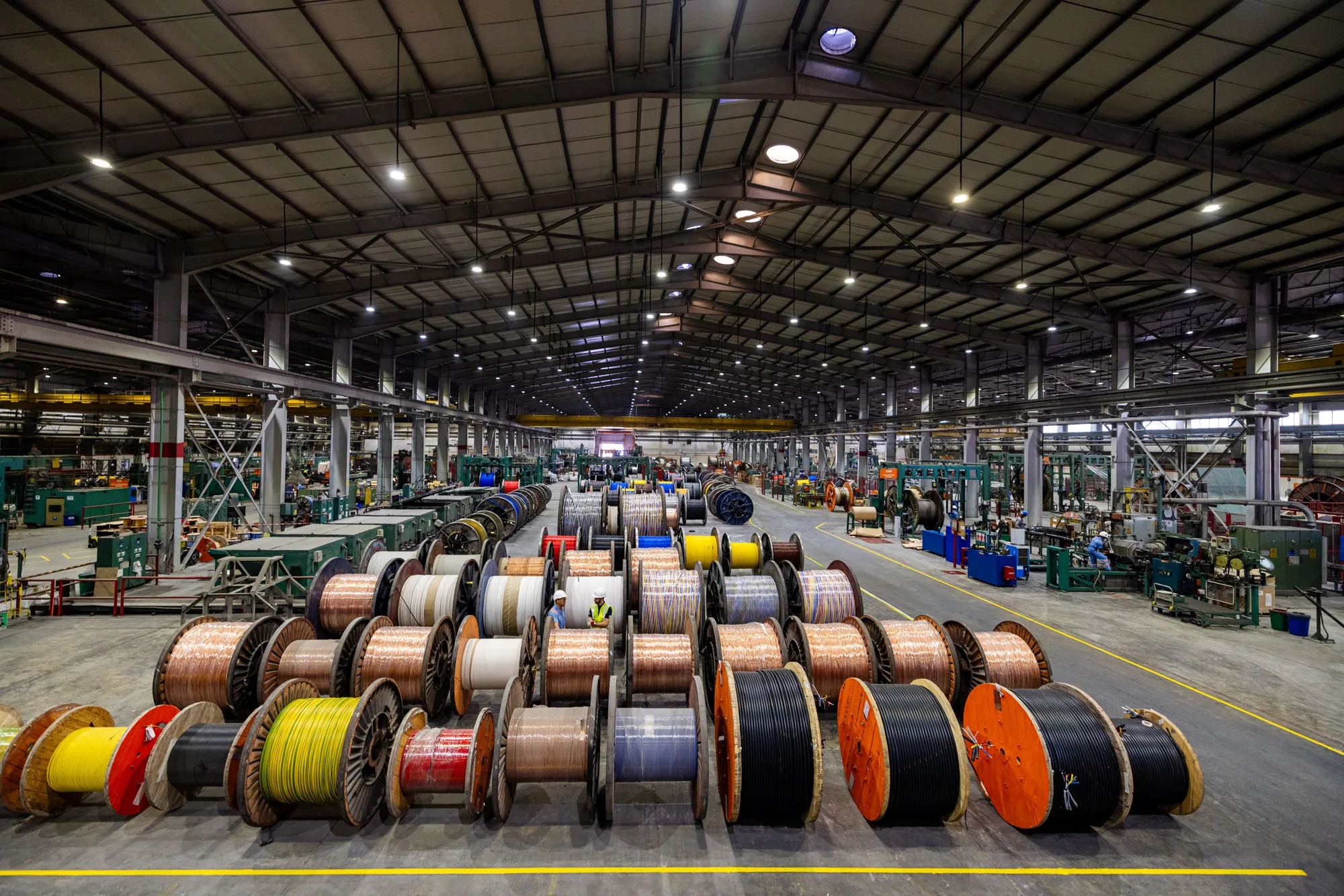 Ducab cable manufacturing facility with rows of cable spools